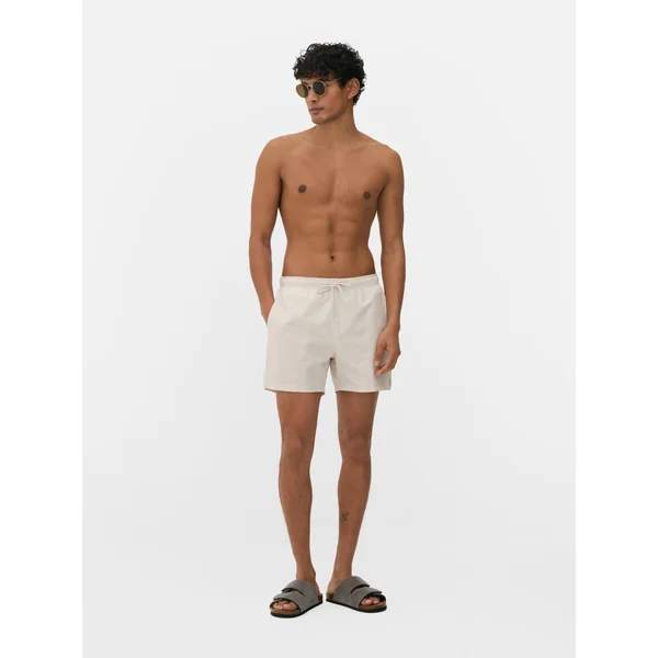 Textured Drawstring Swim Shorts - Ivory