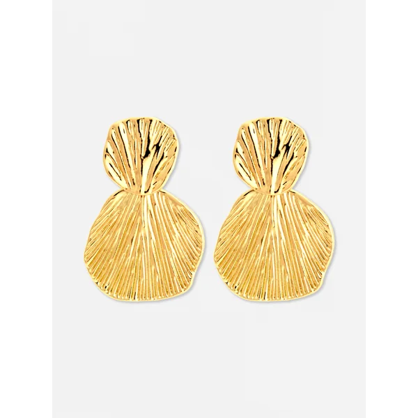 Textured Drop Earrings - Yellow