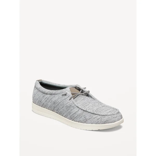 Textured Knit Loafers - Light Gray
