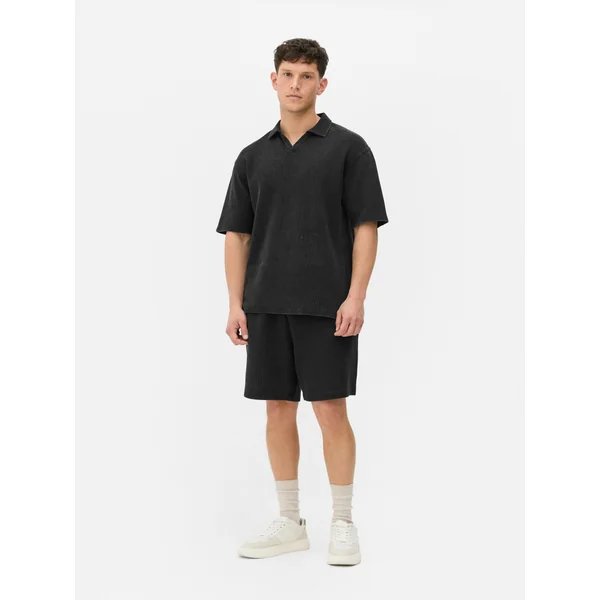 Textured Polo Shirt - Black