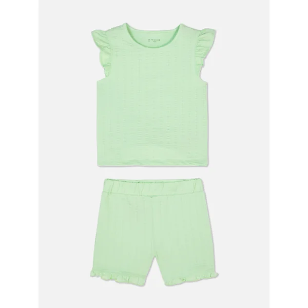 Textured Top and Shorts - Green