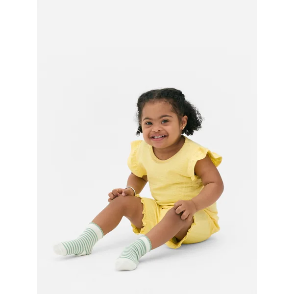 Textured Top and Shorts - Yellow