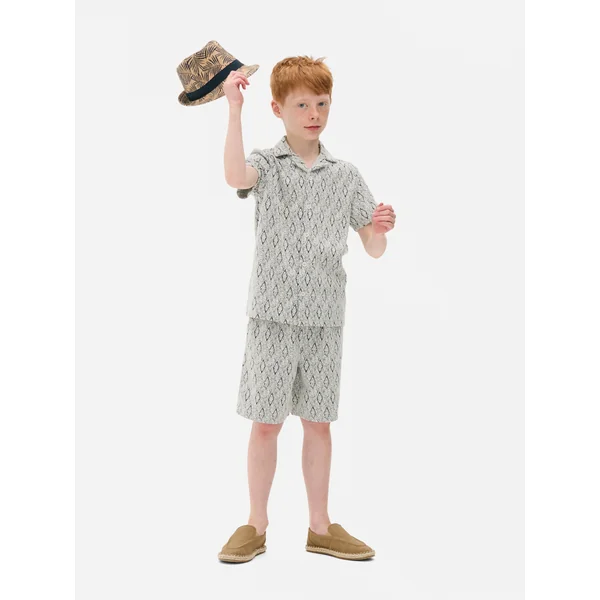 Textured T-Shirt and Shorts - Ivory