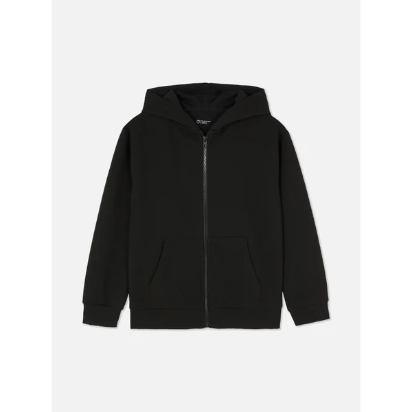 Textured Zip Hoodie - Black