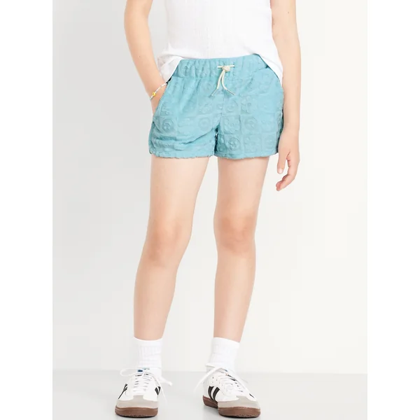 Textured-Knit Dolphin-Hem Cheer Shorts for Girls - Ceramic Blue