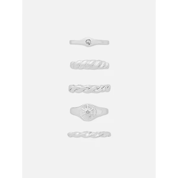 The Edit 5-Pack of Rings - White