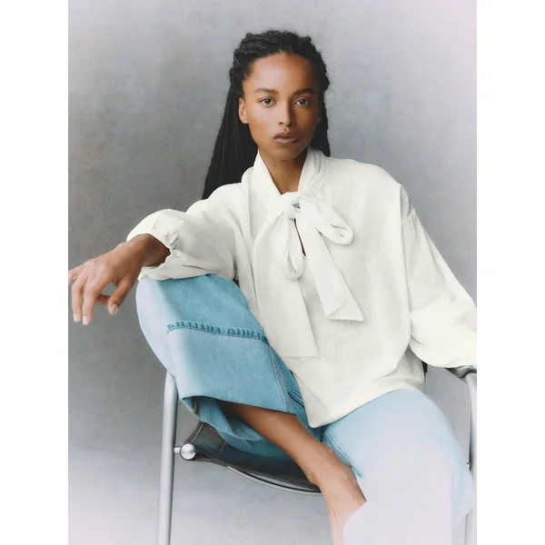 The Edit Bow Blouse - White