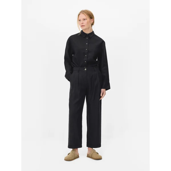 The Edit Linen Pants - Black