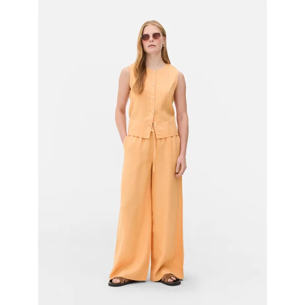 The Edit Linen Pants - Orange