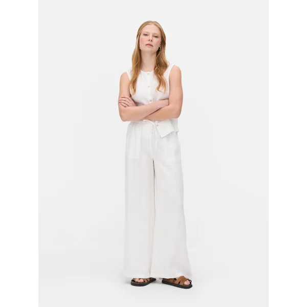 The Edit Linen Pants - White