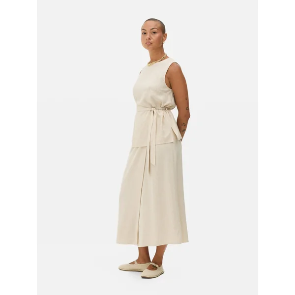 The Edit Linen Tie Top - Ivory