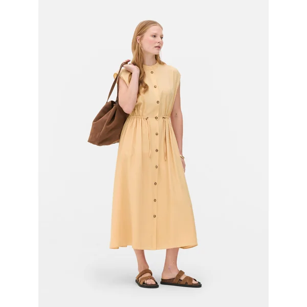 The Edit Sleeveless Drawstring Dress - Orange