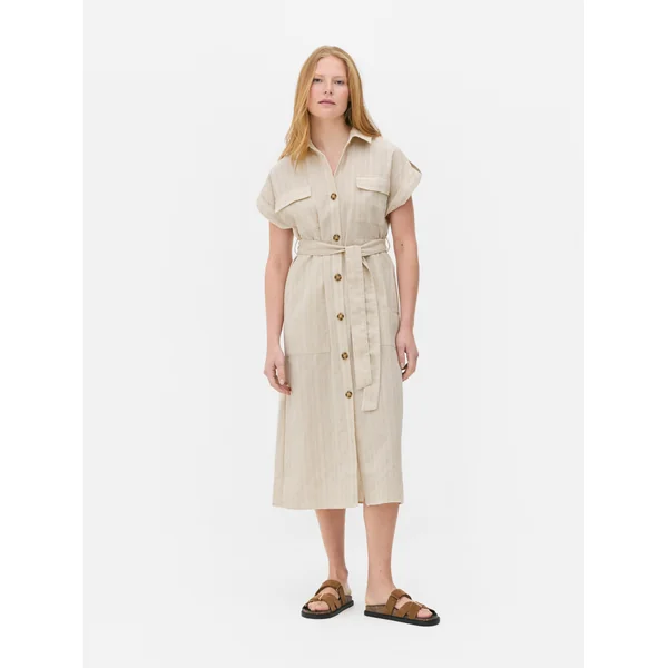 The Edit Striped Shirt Dress - Natural