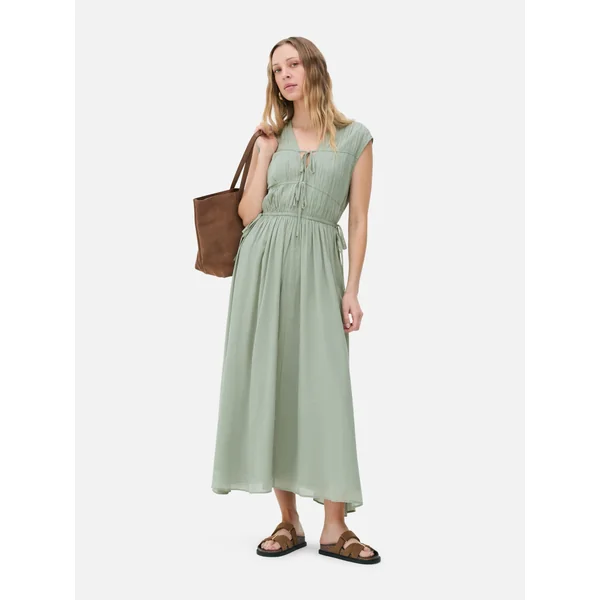 The Edit Tie Front Midi Dress - Aqua