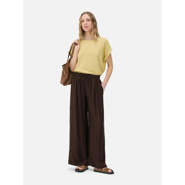 The Edit Wide Leg Drawstring Pants - Brown