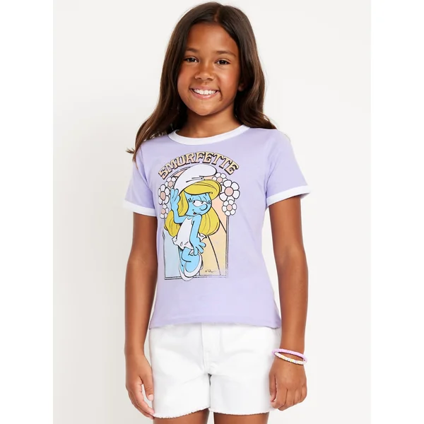The Smurfs™ Ringer Graphic T-Shirt for Girls - Lavender Haven