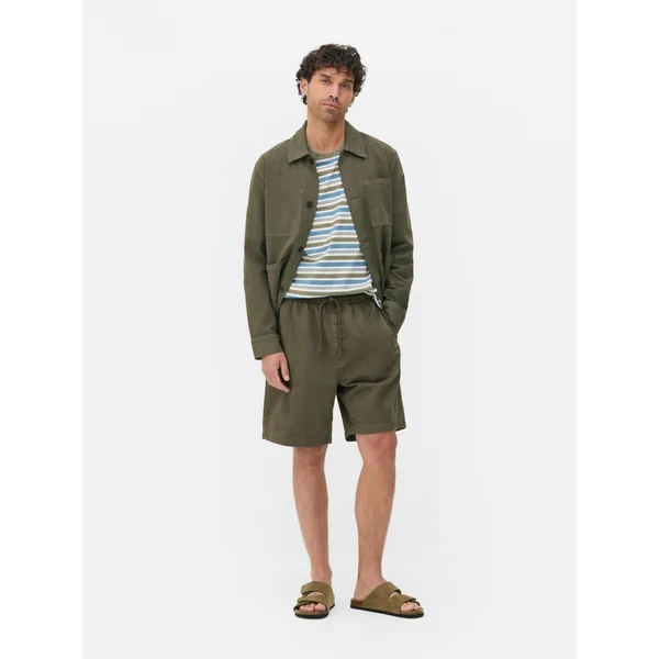 The Stronghold Herringbone Bermuda Shorts - Olive