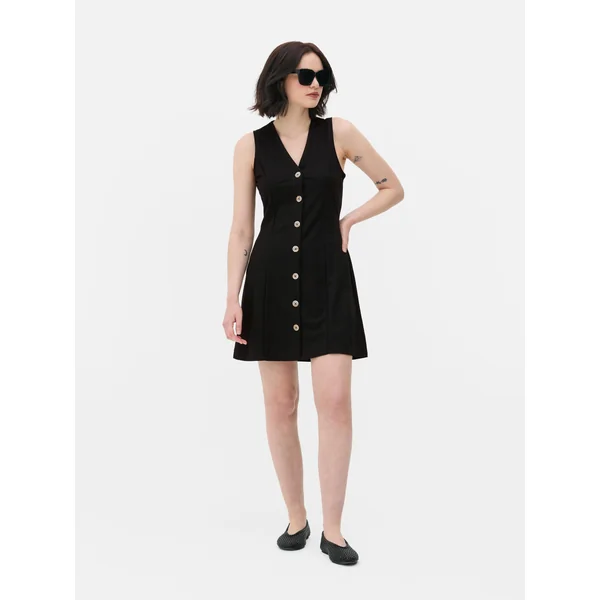 Tie Back Waist Mini Dress - Black