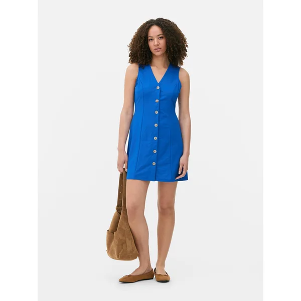 Tie Back Waist Mini Dress - Blue