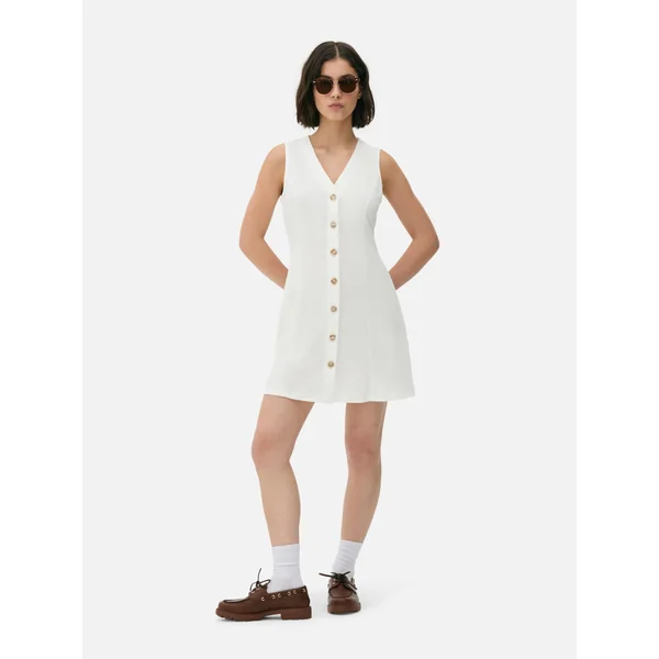 Tie Back Waist Mini Dress - White