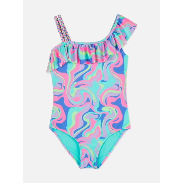 Tie Dye Ruffled Swimsuit - Multi