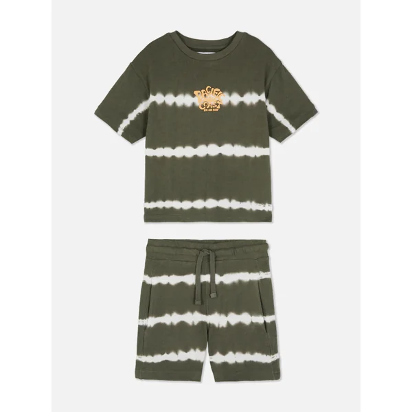 Tie Dye T-Shirt and Shorts Set - Olive