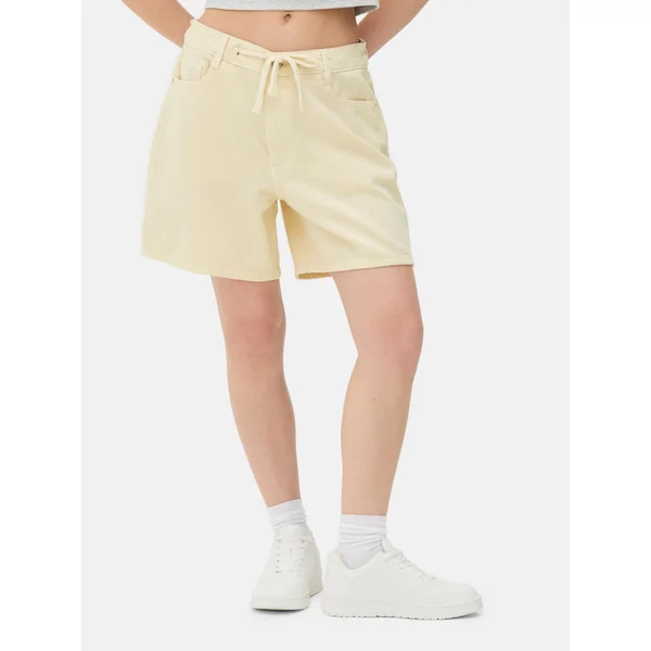Tie Front Denim Shorts - Ivory