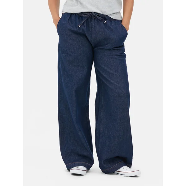 Tie Waist Denim Joggers - Indigo