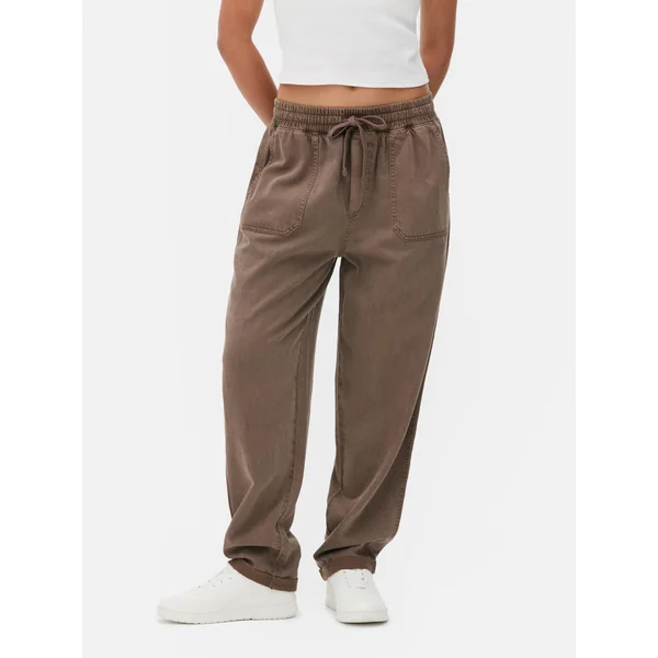 Tie Waist Joggers - Brown