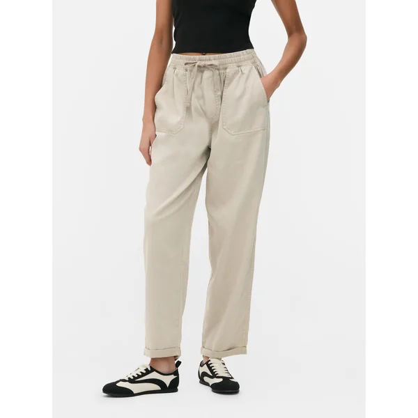 Tie Waist Joggers - Stone