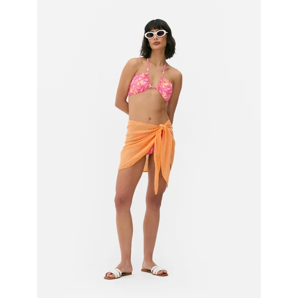 Tie-Fastening Mini Sarong - Orange