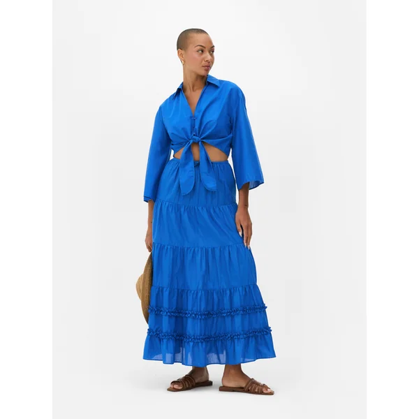 Tiered Maxi Skirt - Blue