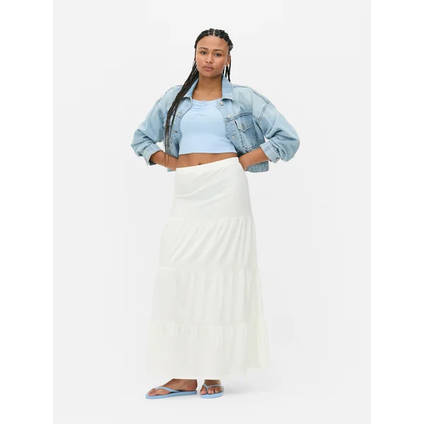 Tiered Maxi Skirt - White