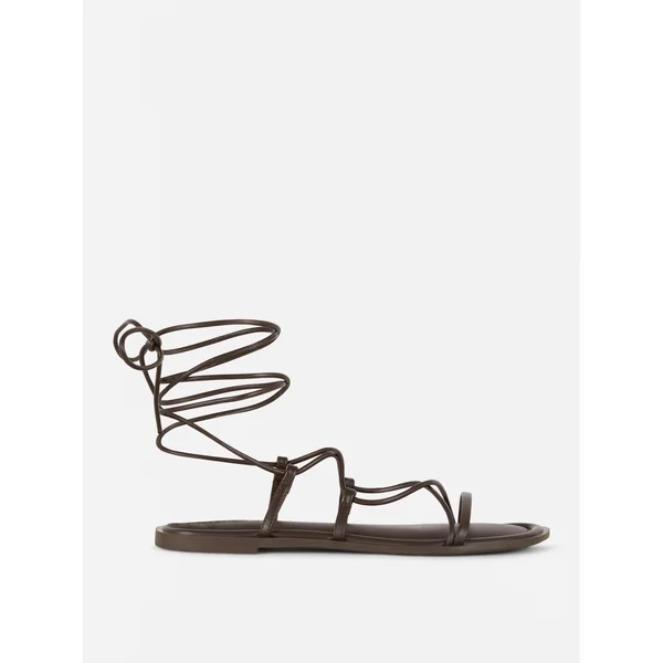 Tie-Up Knot Sandals - Chocolate