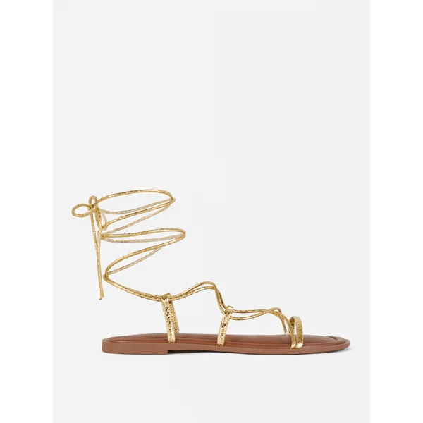 Tie-Up Knot Sandals - Gold