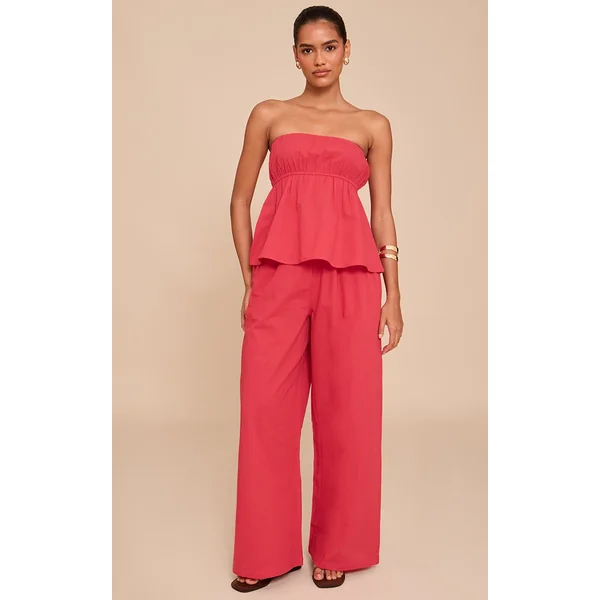 Tomato Red Floaty Wide Leg Pants