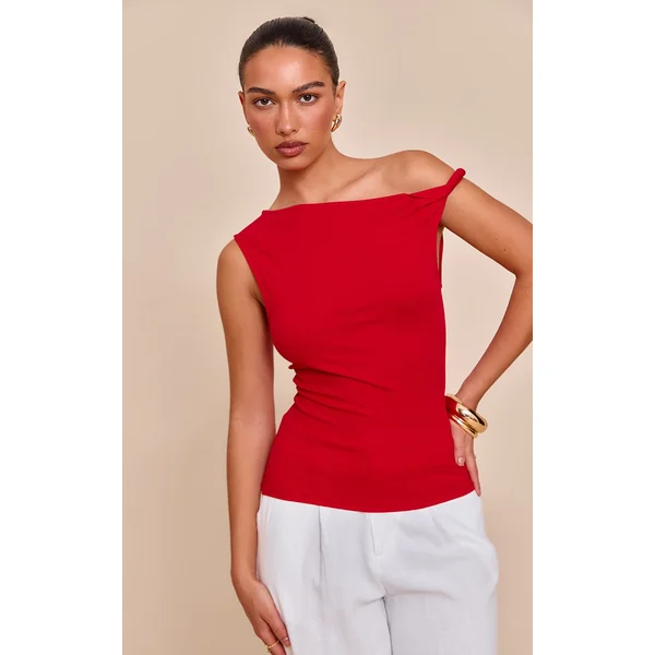 Tomato Soft Cotton Twist Detail Long Vest Top