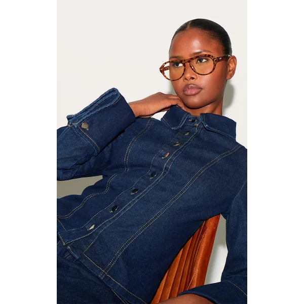 Tortoiseshell Round Aviator Blue Light Readers