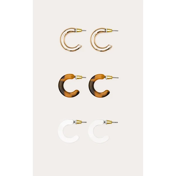 Tortoiseshell Slim Hoop Multi-pack Earrings