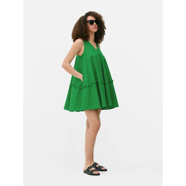 Trapeze Mini Dress - Green