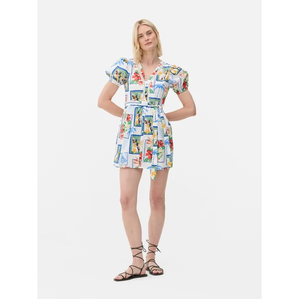 Tropical Mini Shirt Dress - Multi