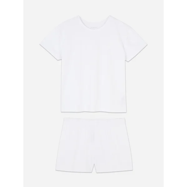 T-Shirt and Shorts Pajamas - White