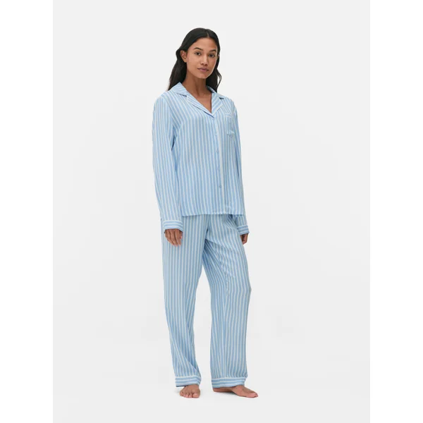 Twill Boyfriend Pajamas - Blue