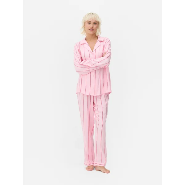 Twill Boyfriend Pajamas - Dark Pink