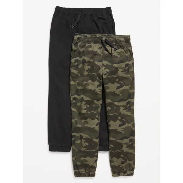 Twill Jogger Pants 2-Pack for Boys - Camo/Black