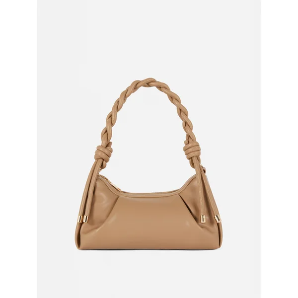 Twist Handle Shoulder Bag - Taupe