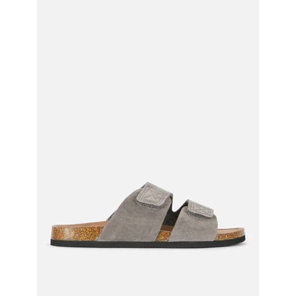 Two-Strap Footbed Sandals - Gray