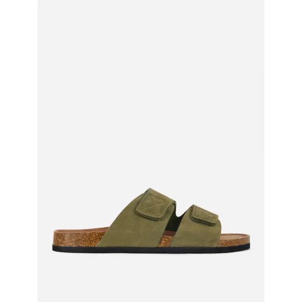 Two-Strap Footbed Sandals - Olive