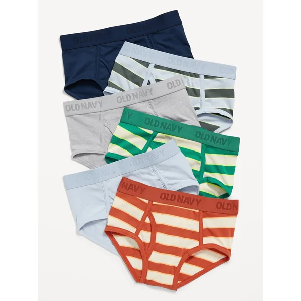 Underwear Briefs Variety 6-Pack for Boys - Gray Blue Stripes