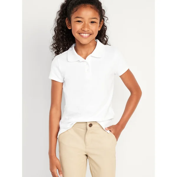 Uniform Pique Polo Shirt for Girls - Bright White